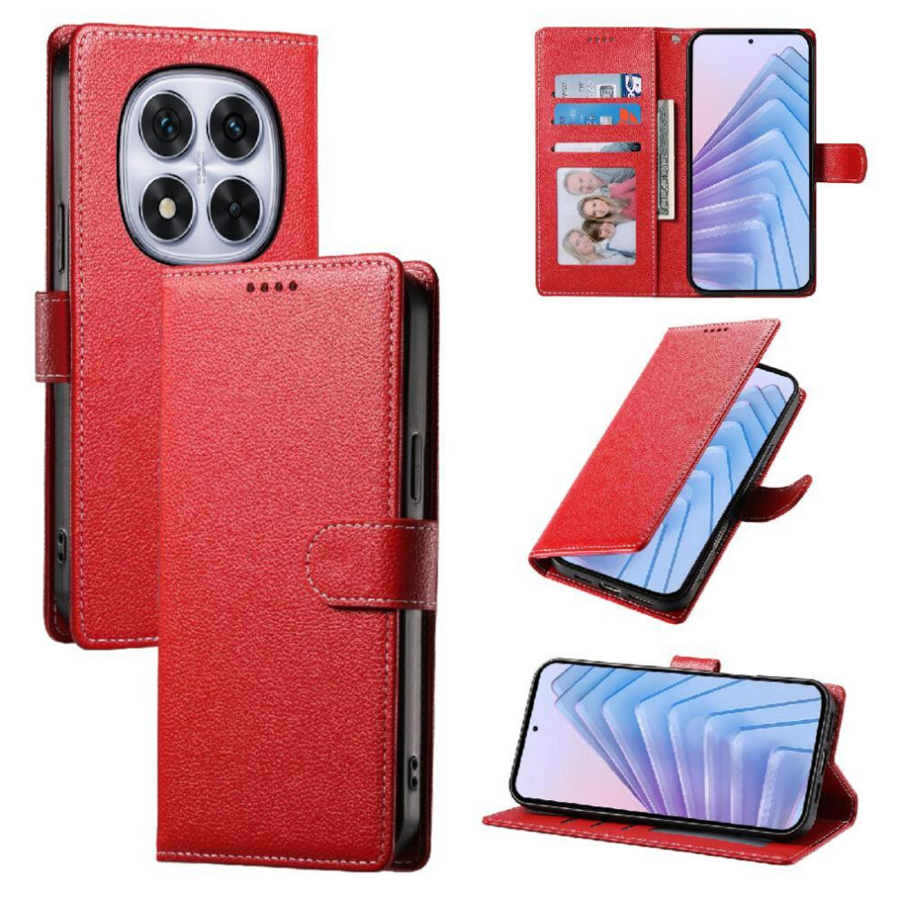 (Red) Case For Xiaomi Mi Note 14 Pro 4G Magnetic Closure Card Slots Daily Use Shockproof Red 764563598304