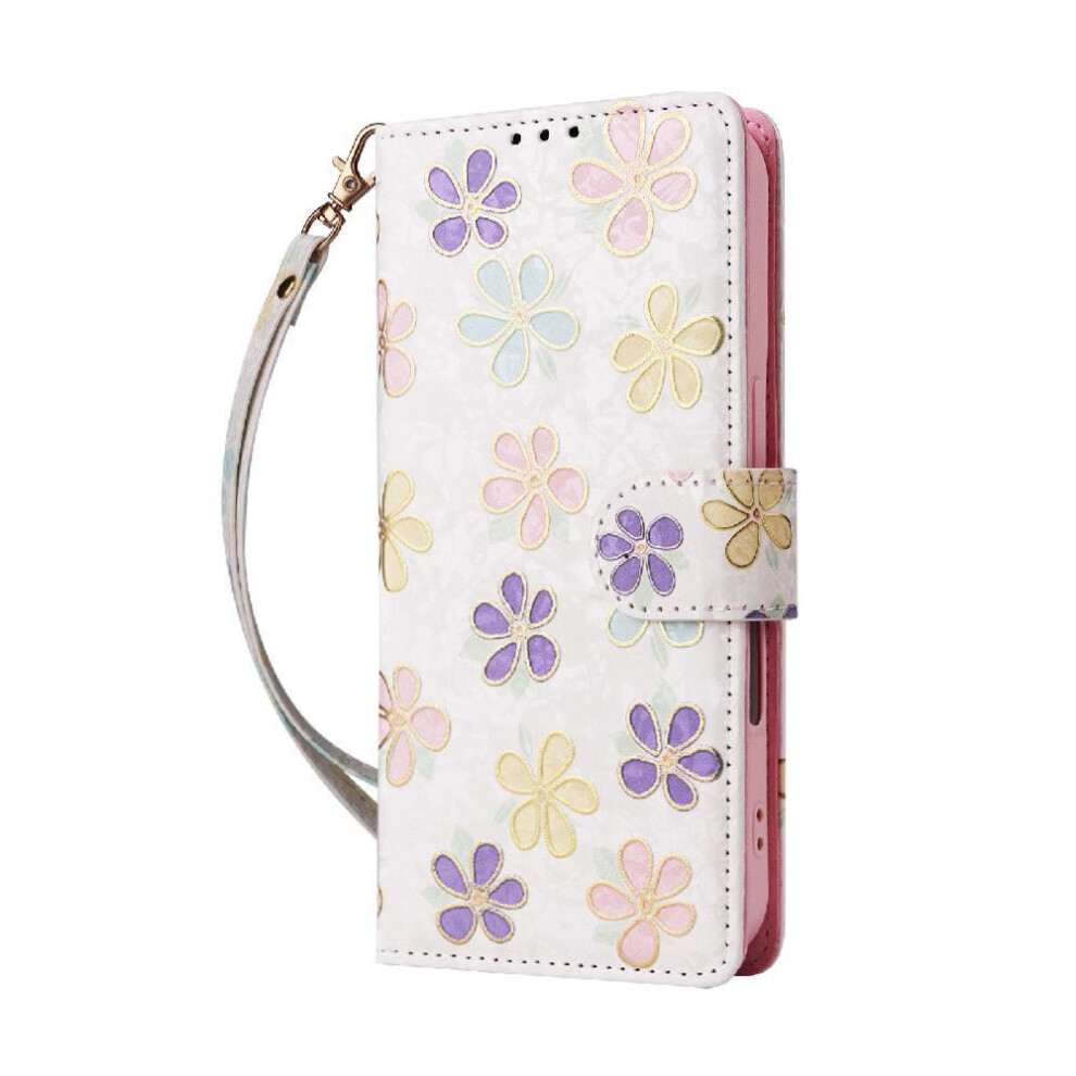 (C2) Wallet Phone Case For Xiaomi Redmi Note 14 5G Rfid Blocking 1 Bill Compartment 3 Card Slots Painted Flower Magnetic Closure Gold 764563599356