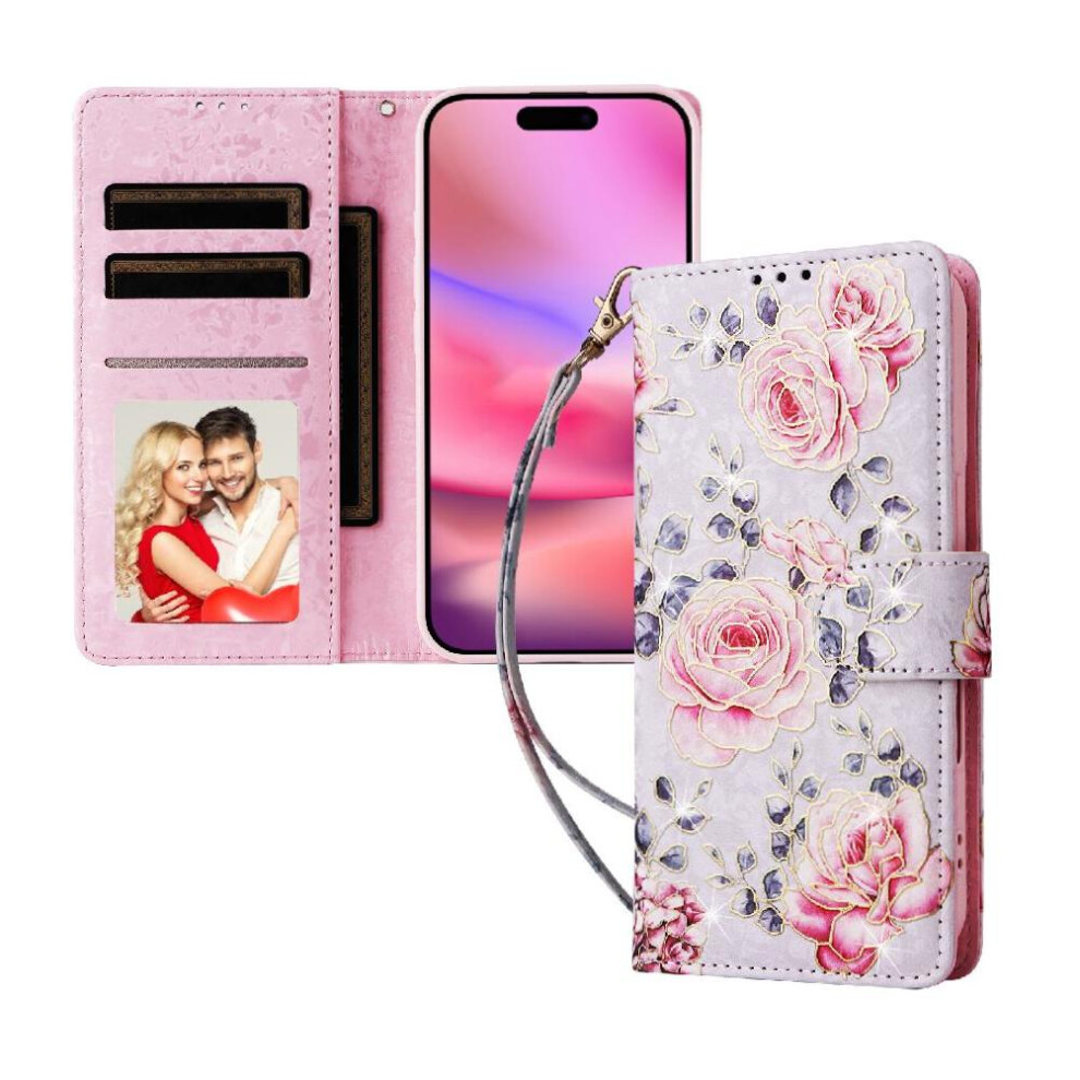 (C5 ) Wallet Phone Case For Xiaomi Redmi Note 14 Pro Plus 5G Painted Flower 1 Bill Compartment 3 Card Slots Magnetic Closure Rfid Blocking Gold 764563599448