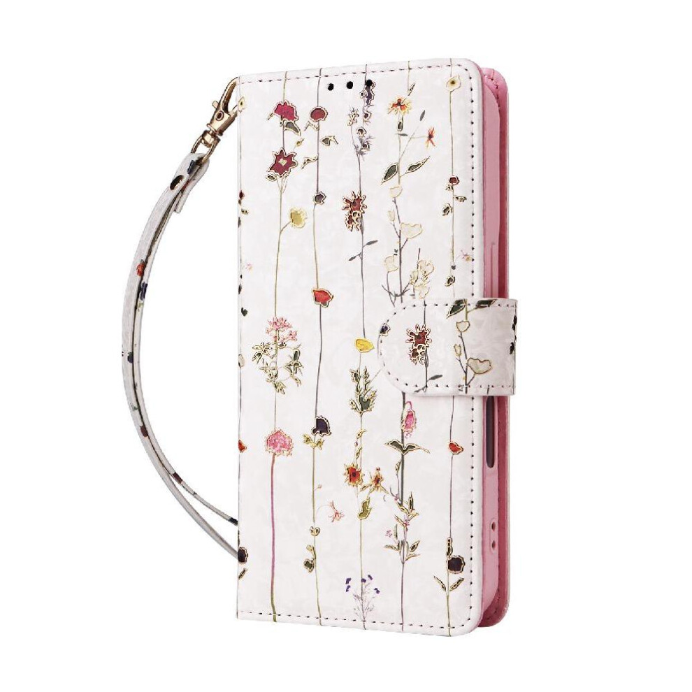 (C1 ) Wallet Phone Case For Xiaomi Redmi Note 14 Pro Plus 5G Painted Flower 1 Bill Compartment 3 Card Slots Magnetic Closure Rfid Blocking Gold 764563599400