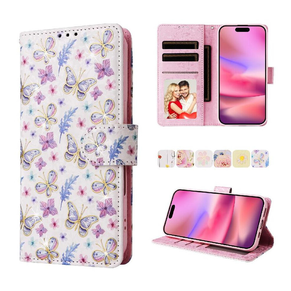(Ohter) Wallet Phone Case For Xiaomi Redmi Note 14 Pro 5G 1 Bill Compartment Magnetic Closure Painted Flower 3 Card Slots Rfid Blocking Gold 764563599493