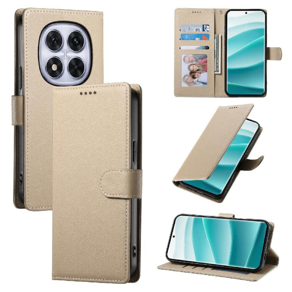 (Khaki ) Case For Xiaomi Redmi Note 14 Pro Plus 5G Card Slots Daily Use Magnetic Closure Shockproof 764563600960