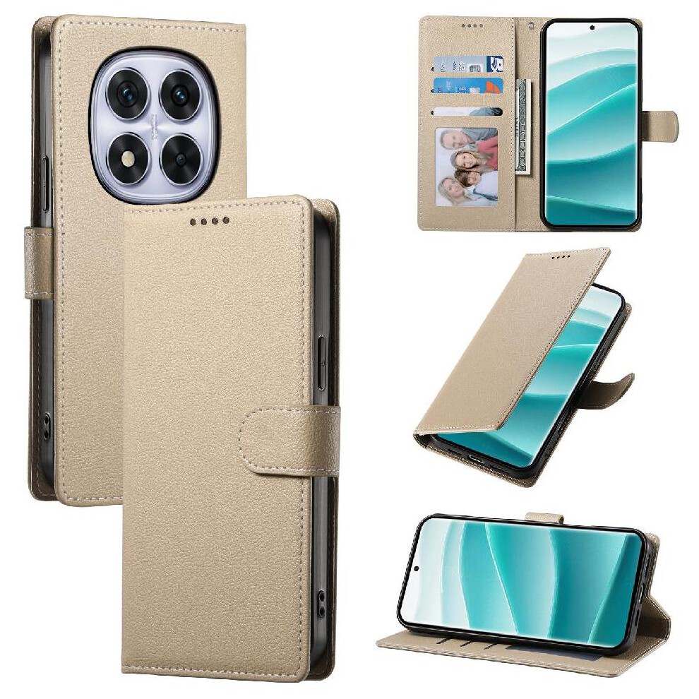 (Khaki ) Case For Xiaomi Redmi Note 14 Por 5G Card Slots Shockproof Daily Use Magnetic Closure 764563601035
