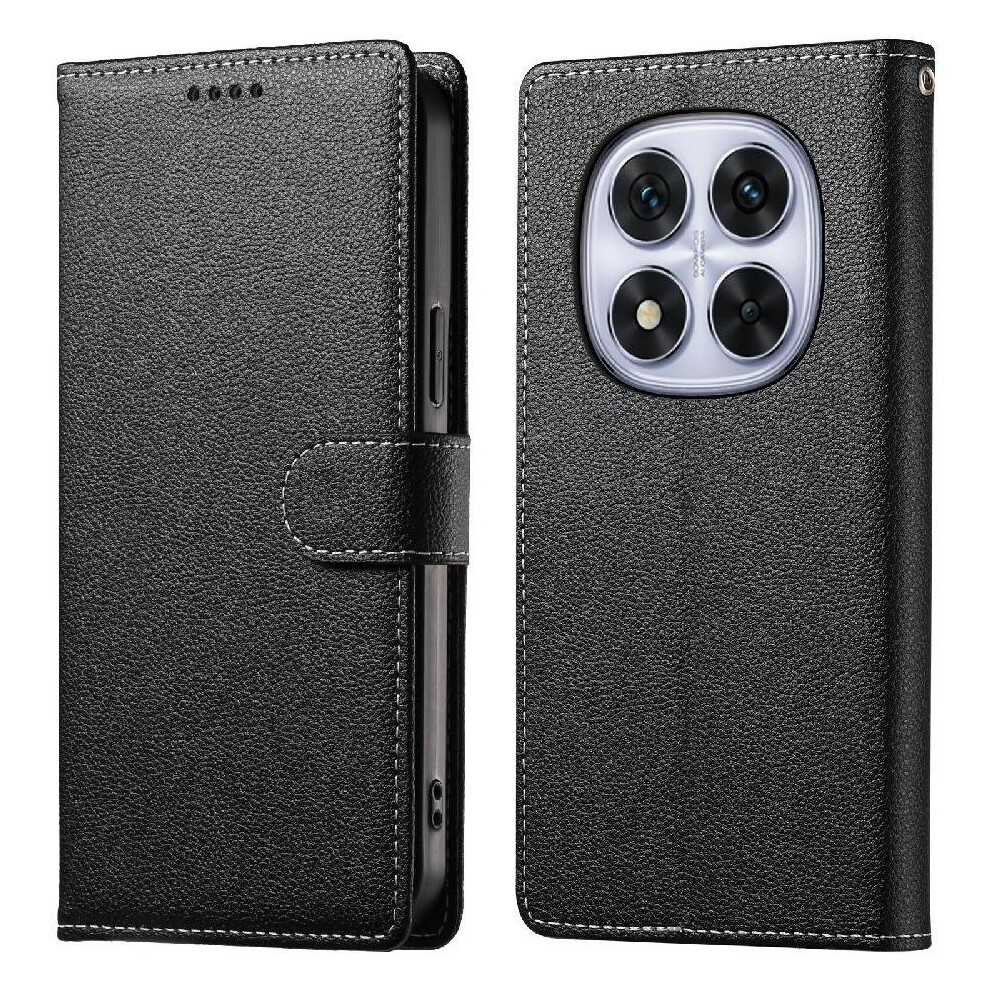 (Black) Case For Xiaomi Redmi Note 14 Por 5G Card Slots Shockproof Daily Use Magnetic Closure Black 764563601042