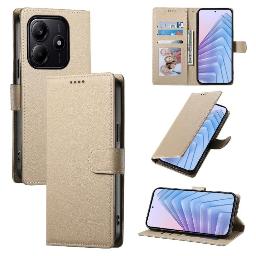 (Khaki ) Case For Xiaomi Redmi Note 14 5G Card Slots Shockproof Daily Use Magnetic Closure 764563601103