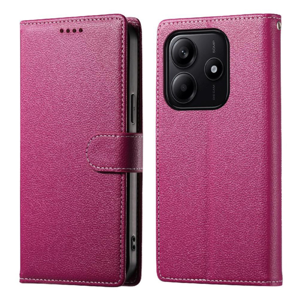 (Pink) Case For Xiaomi Redmi Note 14 5G Card Slots Shockproof Daily Use Magnetic Closure Pink 764563601127