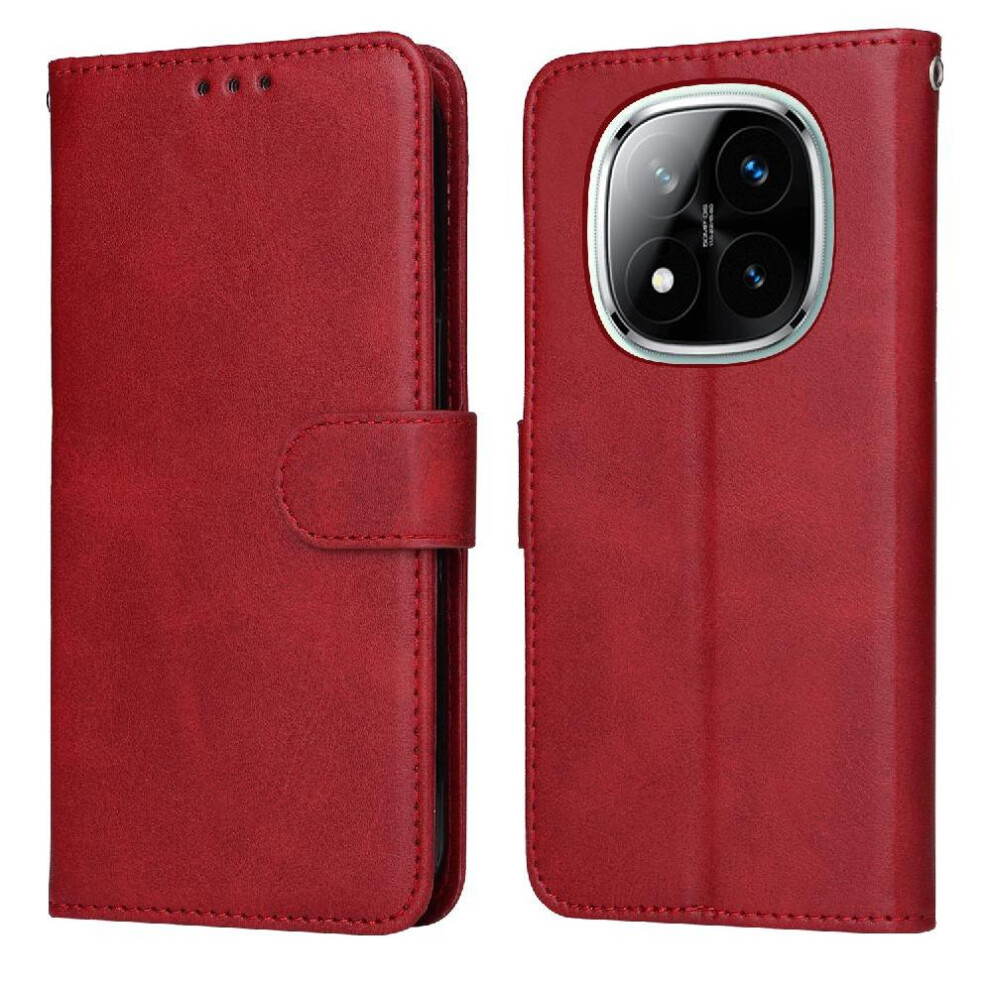 (Red) Flip Case For Xiaomi Mi Note 14 Pro Plus 5G Card Slots Flip Cover Precise Cutouts Magnetic Closure Red 764563601301
