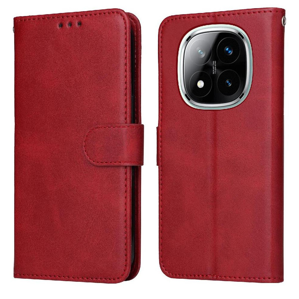 (Red) Flip Case For Xiaomi Mi Note 14 Pro 5G Precise Cutouts Flip Cover Magnetic Closure Card Slots Red 764563601356