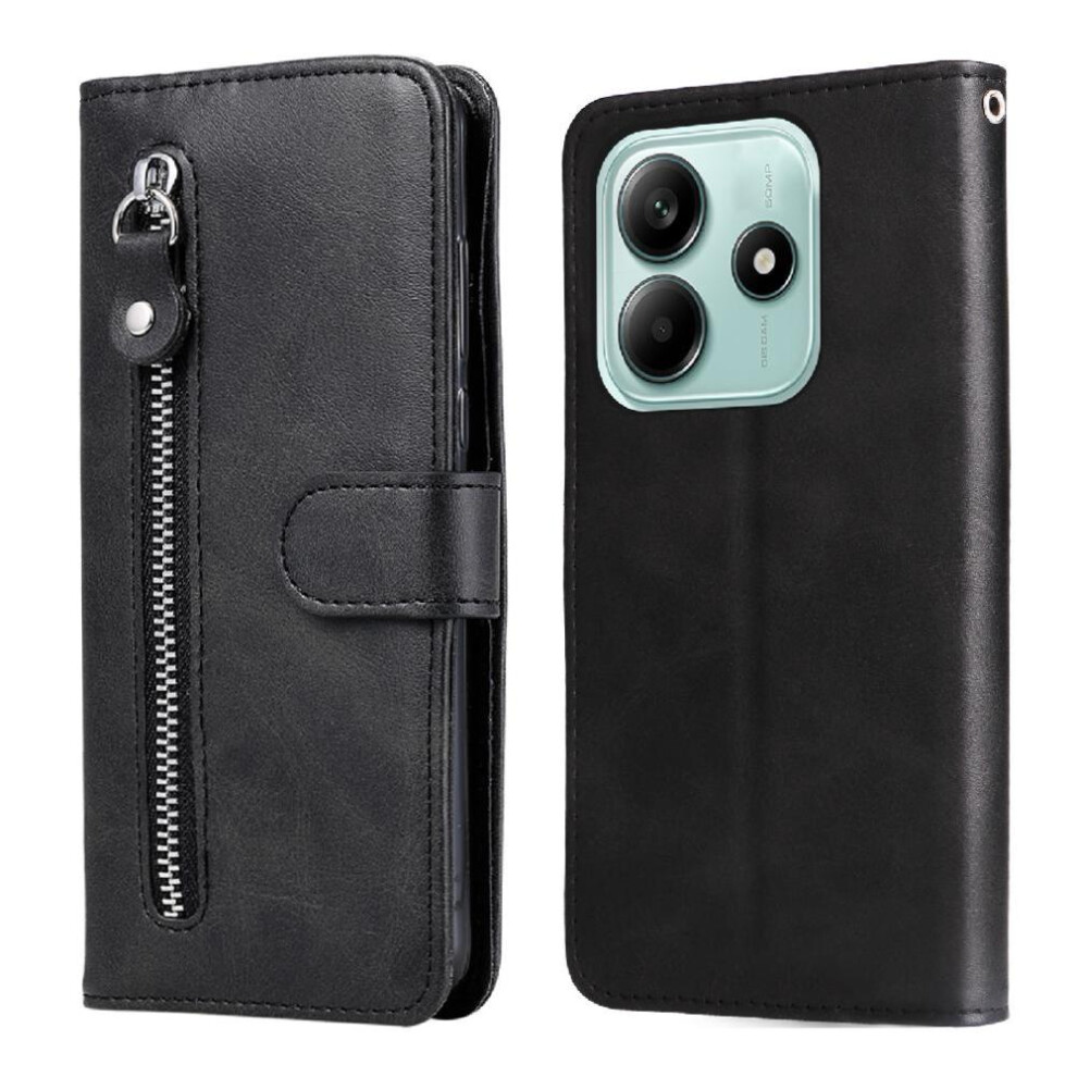 (Black) Flip Case For Xiaomi Redmi Note 14 5G Flip Cover Precise Cutouts Magnetic Closure Card Slots Black 764563601394