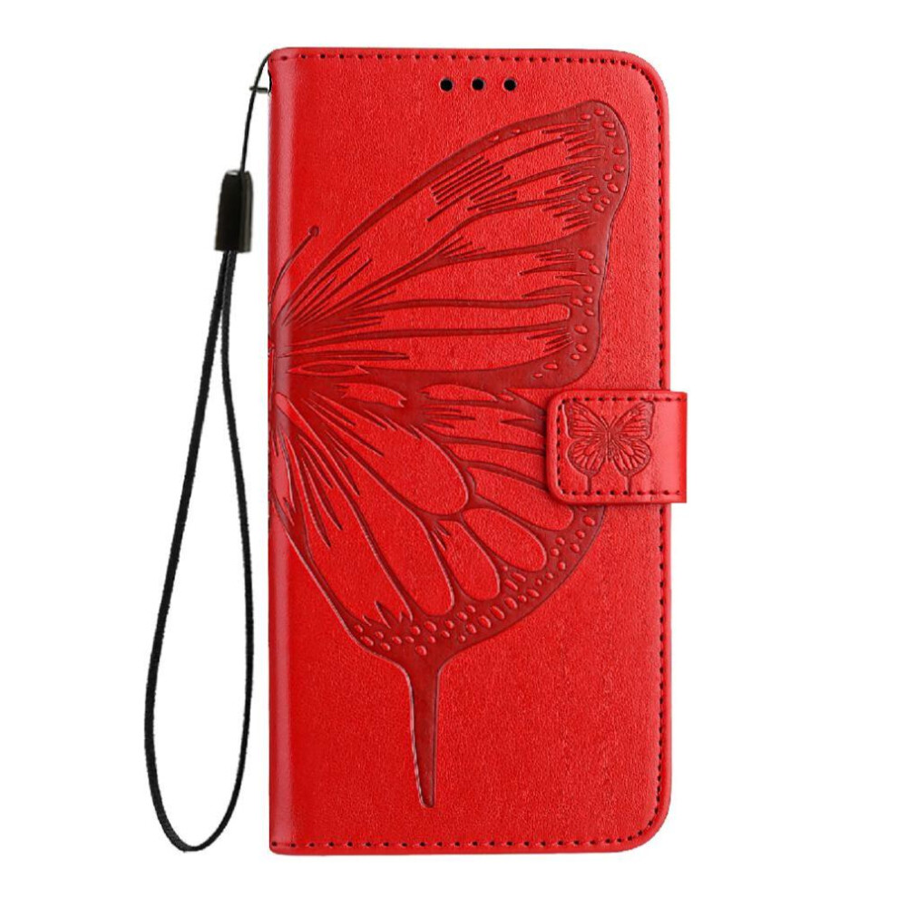 (Red) Case For Xiaomi Mi Note 14 Pro 5G Flip Cover Premium Leather Magnetic Embossing Butterfly Red 764563601523