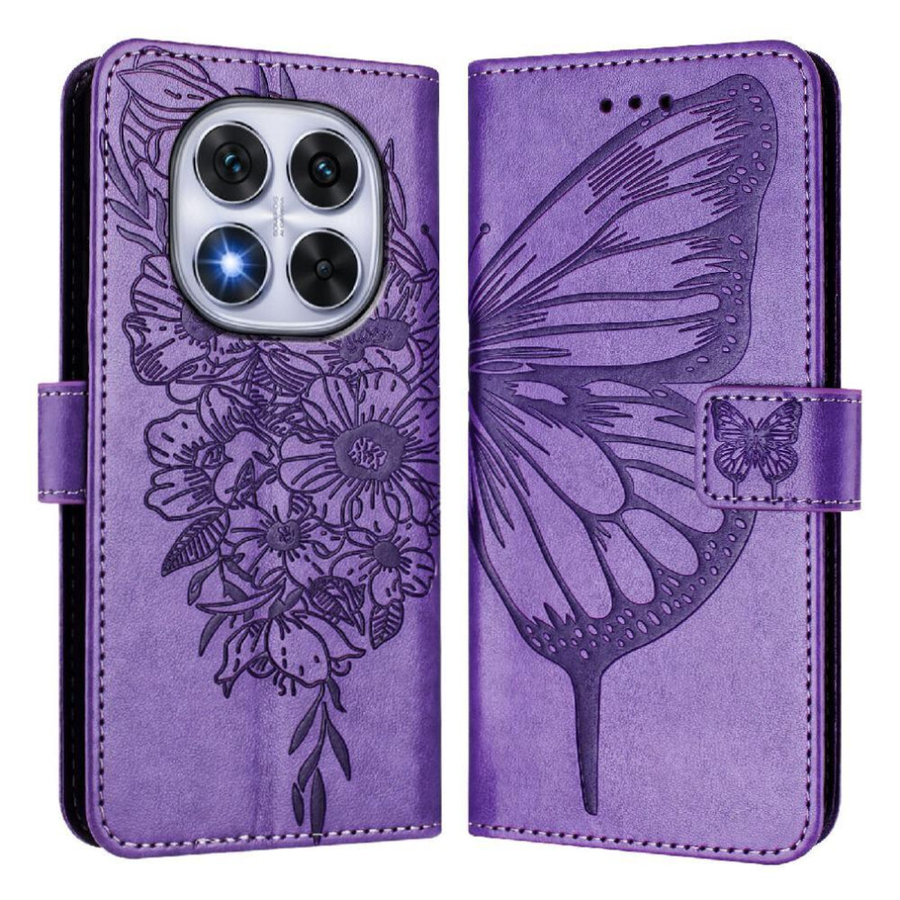 ( Violet) Case For Xiaomi Redmi Note 14 Pro 5G Flip Cover Premium Leather Magnetic Embossing Butterfly Light 764563601578