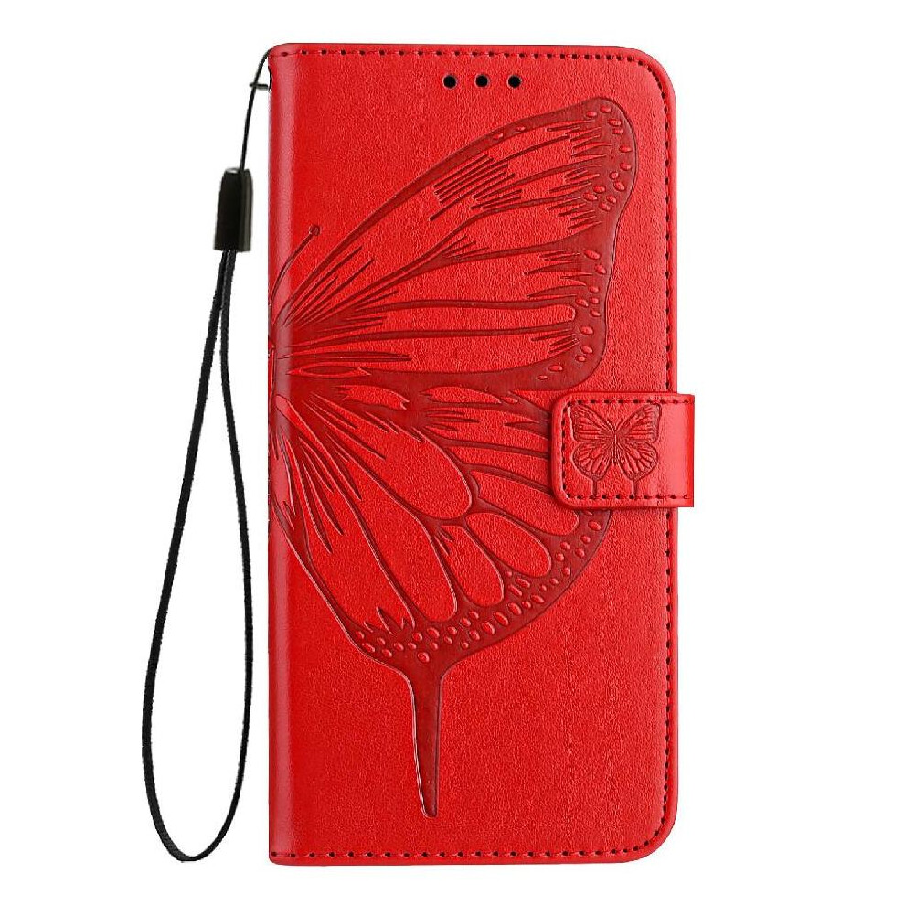 (Red) Case For Xiaomi Mi Note 14 Pro Plus 5G Flip Cover Embossing Butterfly Premium Leather Magnetic Red 764563601608