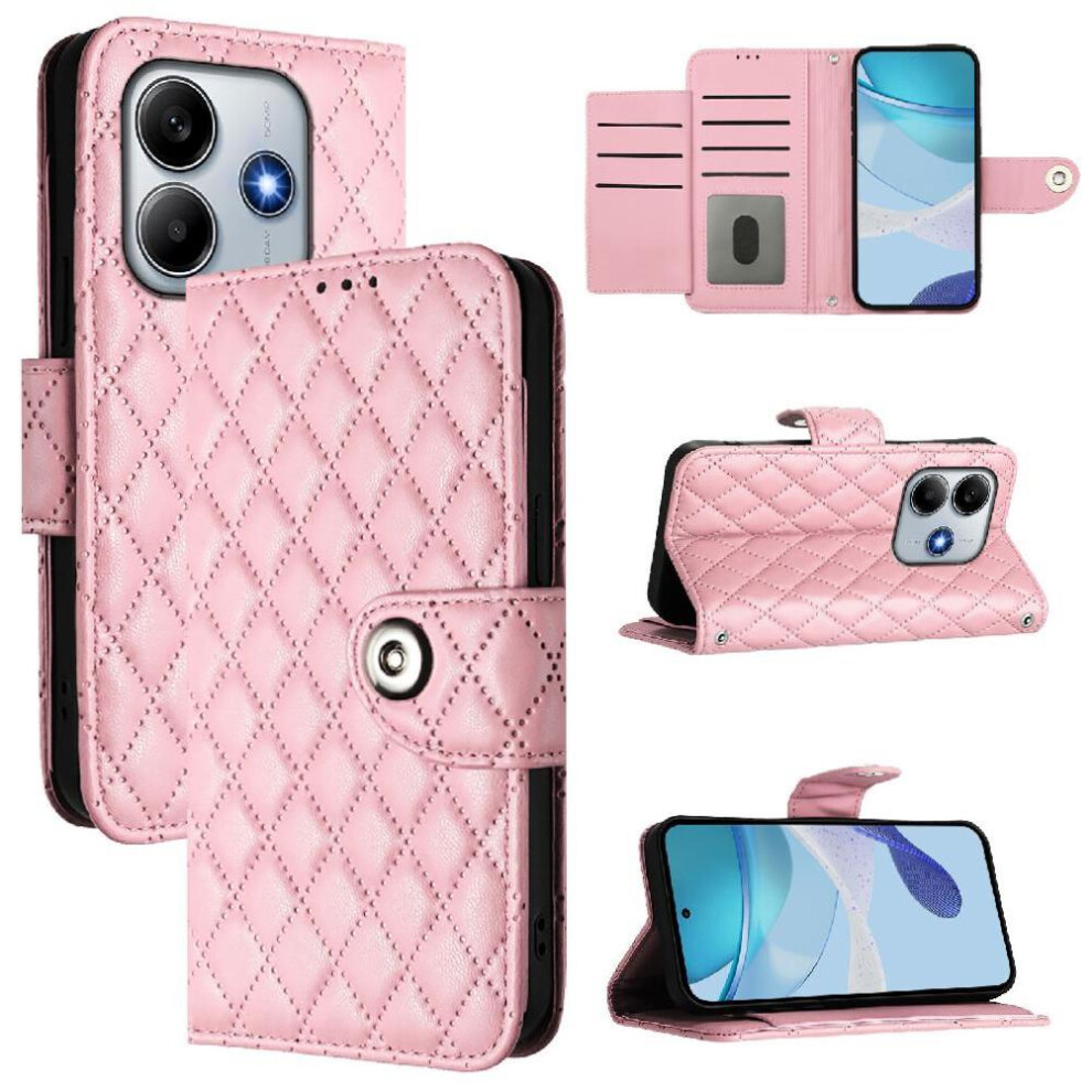(Pink) Case for Xiaomi Redmi Note 14 5g Shockproof Stylish Protective Wallet Cover Wrist Strip Card Holder-image-OPC-PHMFFCH-NEW
