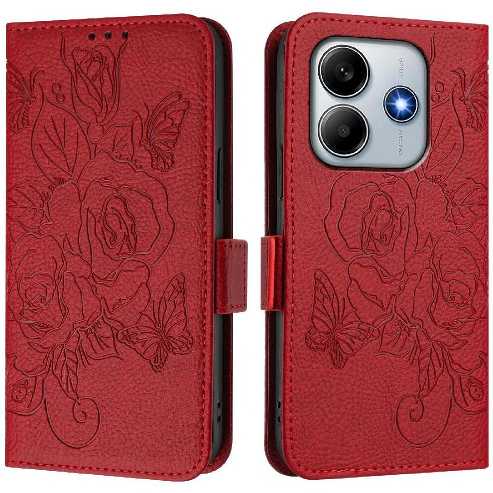 (Red) Case For Xiaomi Mi Note 14 5G With Credit Card Slot Pu Leather Magnetic Wallet Red 764563602339