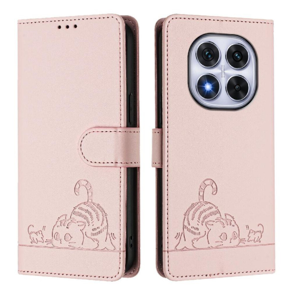 (Pink) Case For Xiaomi Redmi Note 14 Pro 4G Wallet Flip Cover Cat Rfid Card Slot Holder Kickstand Pink 764563602414