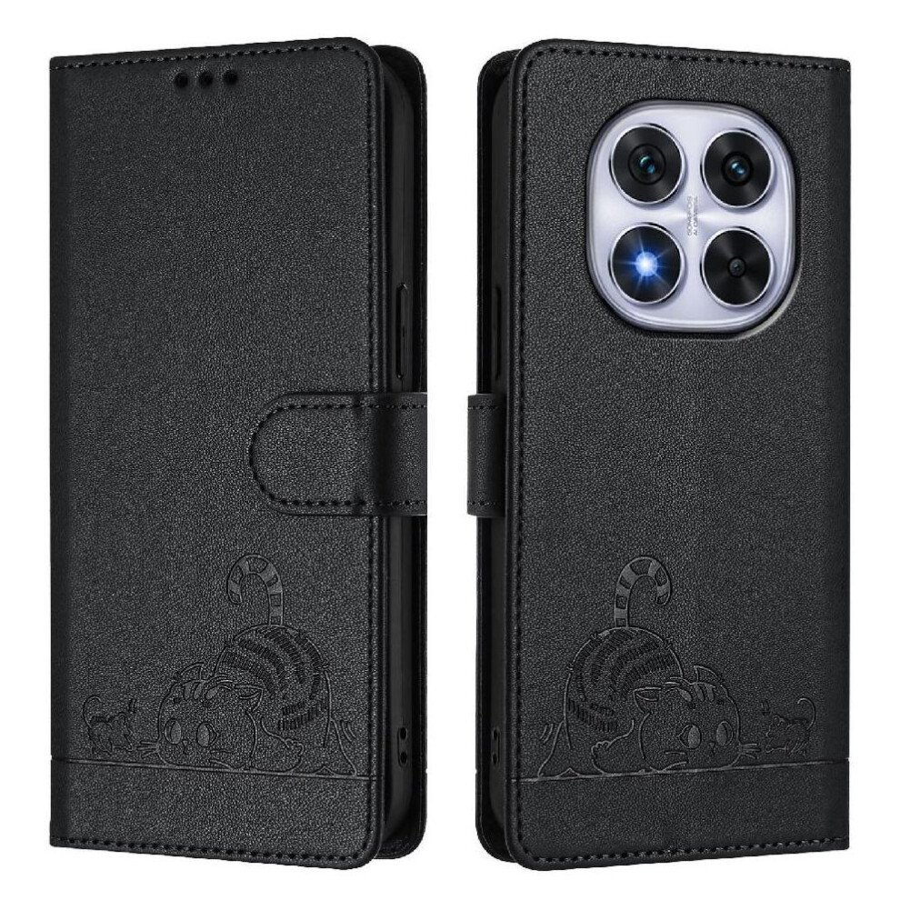 (Black) Case For Xiaomi Redmi Note 14 Pro 4G Wallet Flip Cover Cat Rfid Card Slot Holder Kickstand Black 764563602421