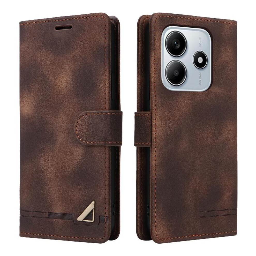 (Brown) Flip Case For Xiaomi Redmi Note 14 5G Simple Business Leather Case Flip Cover Wallet Shockproof Brown 764563602919