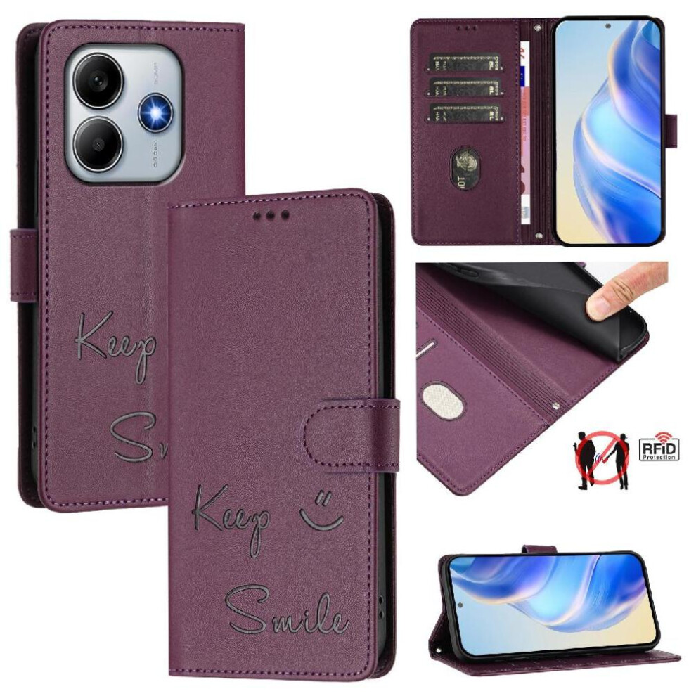 (Purple) Case for Xiaomi Redmi Note 14 5g Flip Cover Card Holder Wallet Pu Leather Rfid Blocking-image-OPC-PHMFFN5-NEW