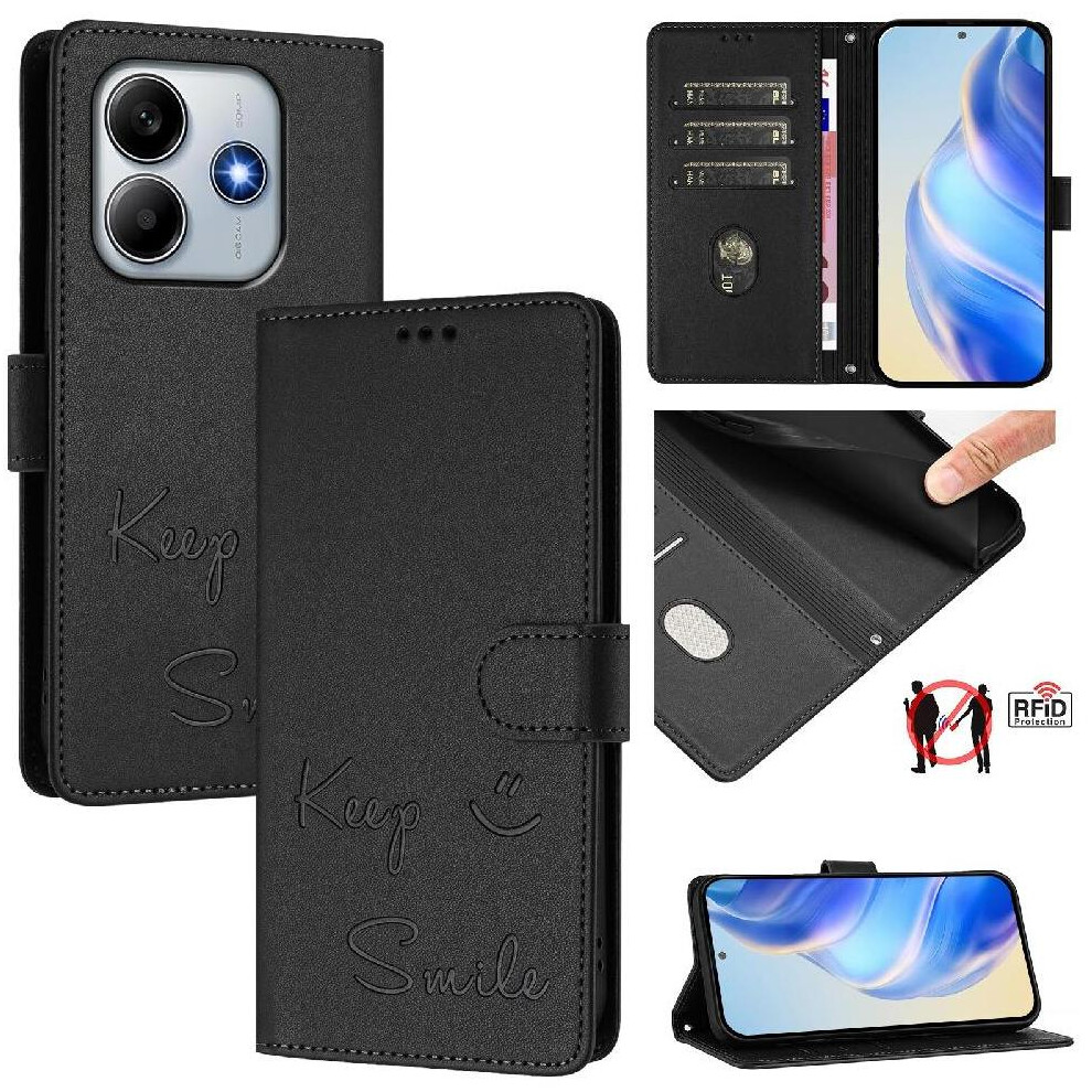 (Black) Case For Xiaomi Redmi Note 14 5G Flip Cover Card Holder Wallet Pu Leather Rfid Blocking Black 764563603237