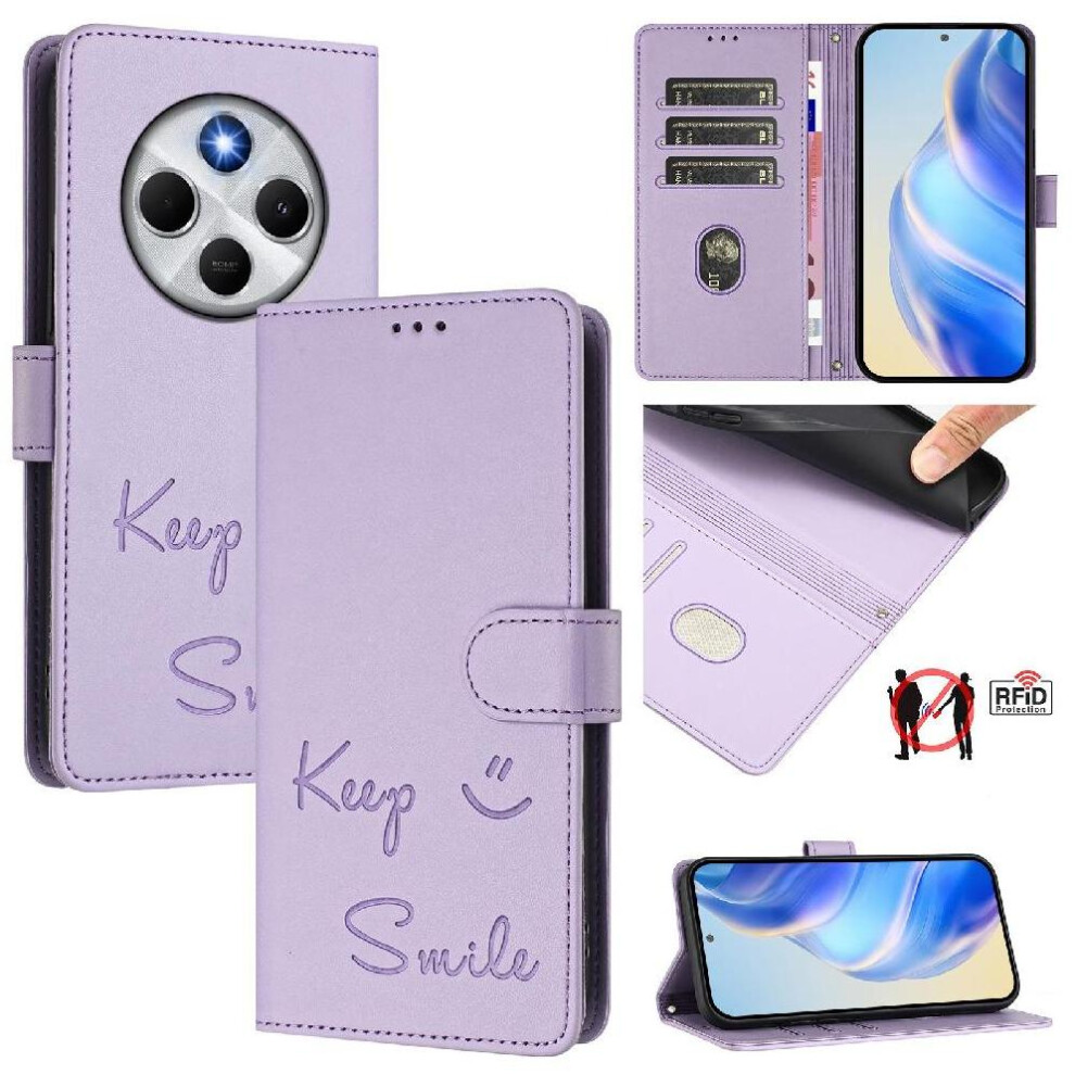 ( Violet) Case For Xiaomi Redmi Note 14R 5G Rfid Blocking Card Holder Wallet Flip Cover Pu Leather Light 764563603398