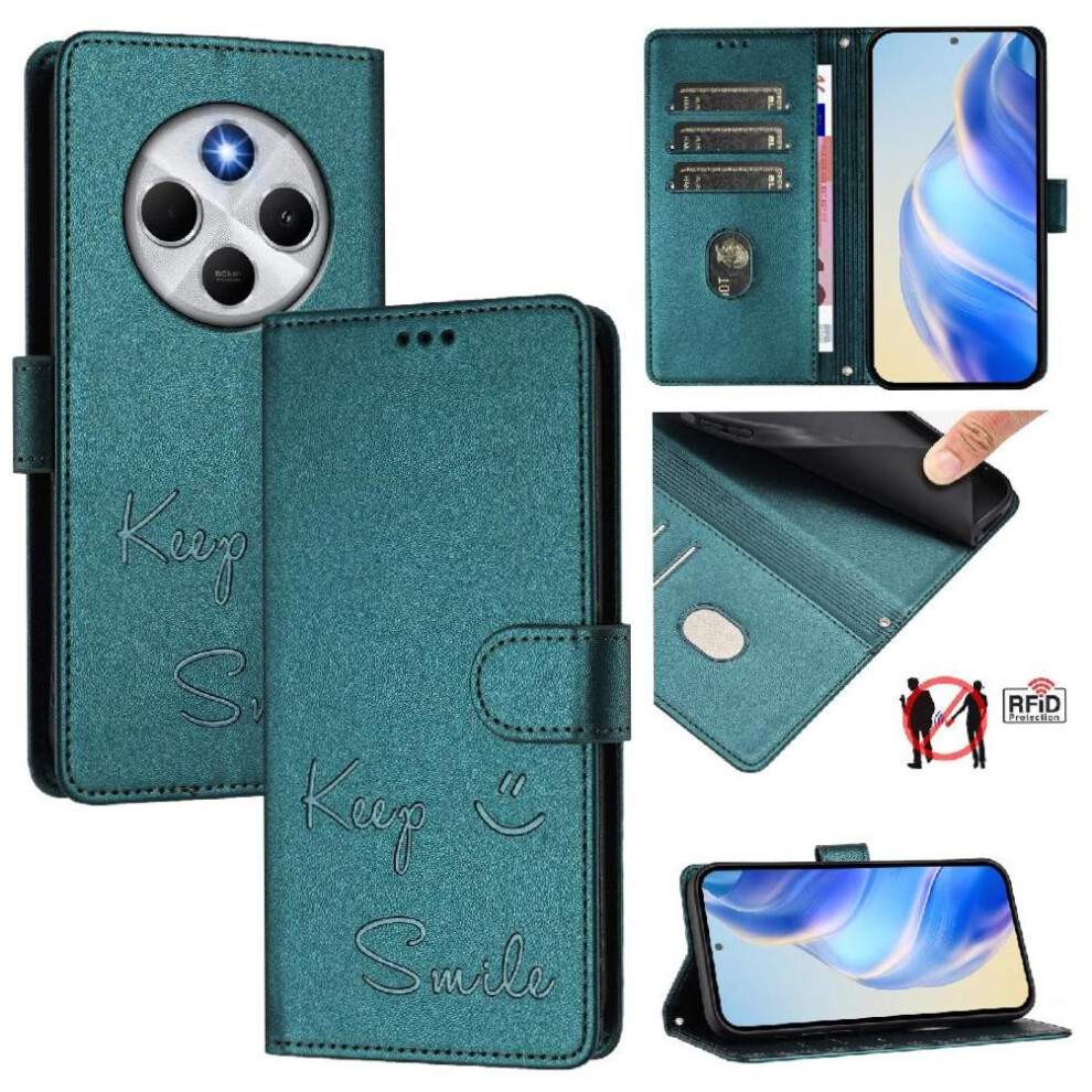 (Bottle ) Case For Xiaomi Redmi Note 14R 5G Rfid Blocking Card Holder Wallet Flip Cover Pu Leather Green 764563603381