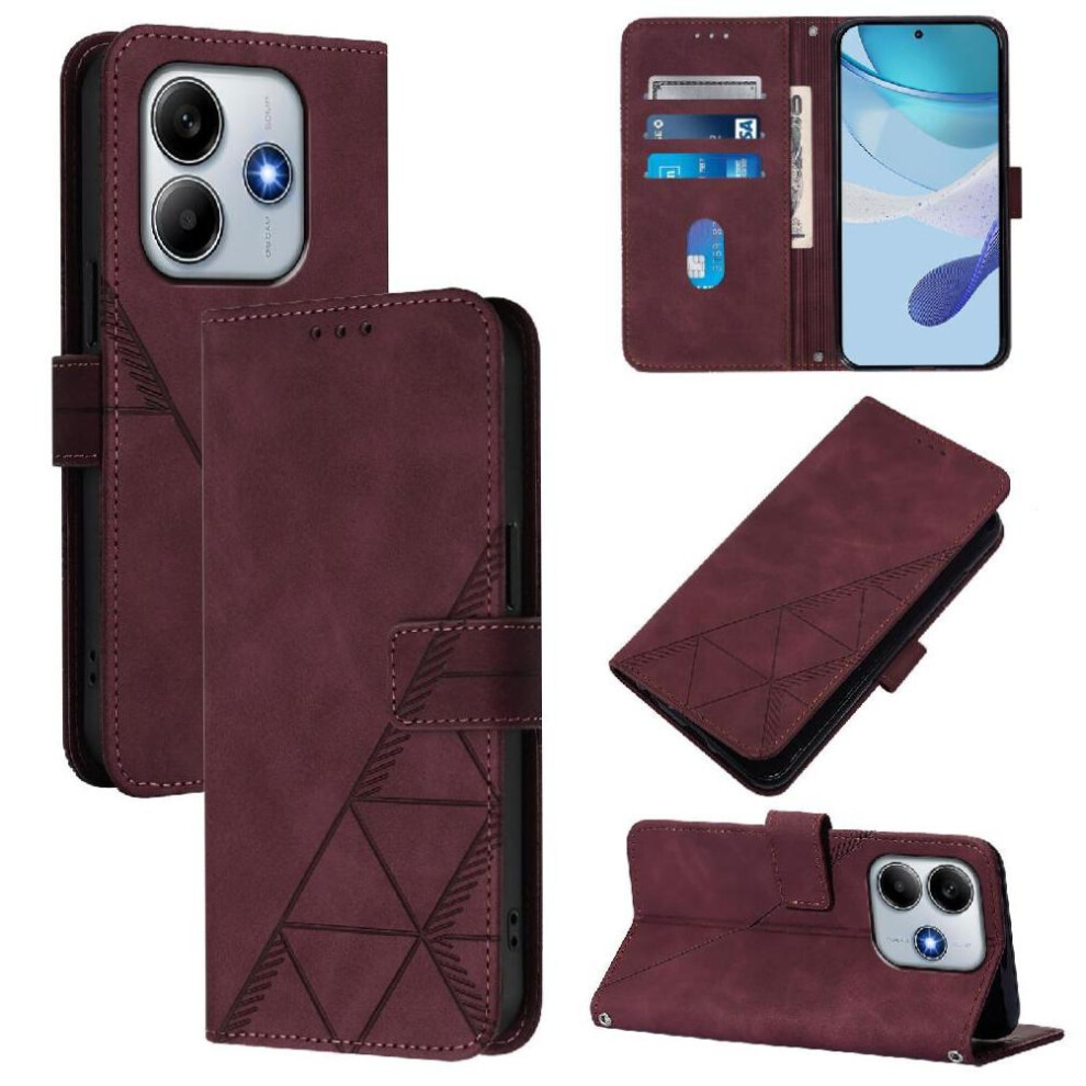 (Red) Case For Xiaomi Mi Note 14 Wallet Cover Flip Folio Book Protective Credit Card Holder Pu Leather Red 764563604081