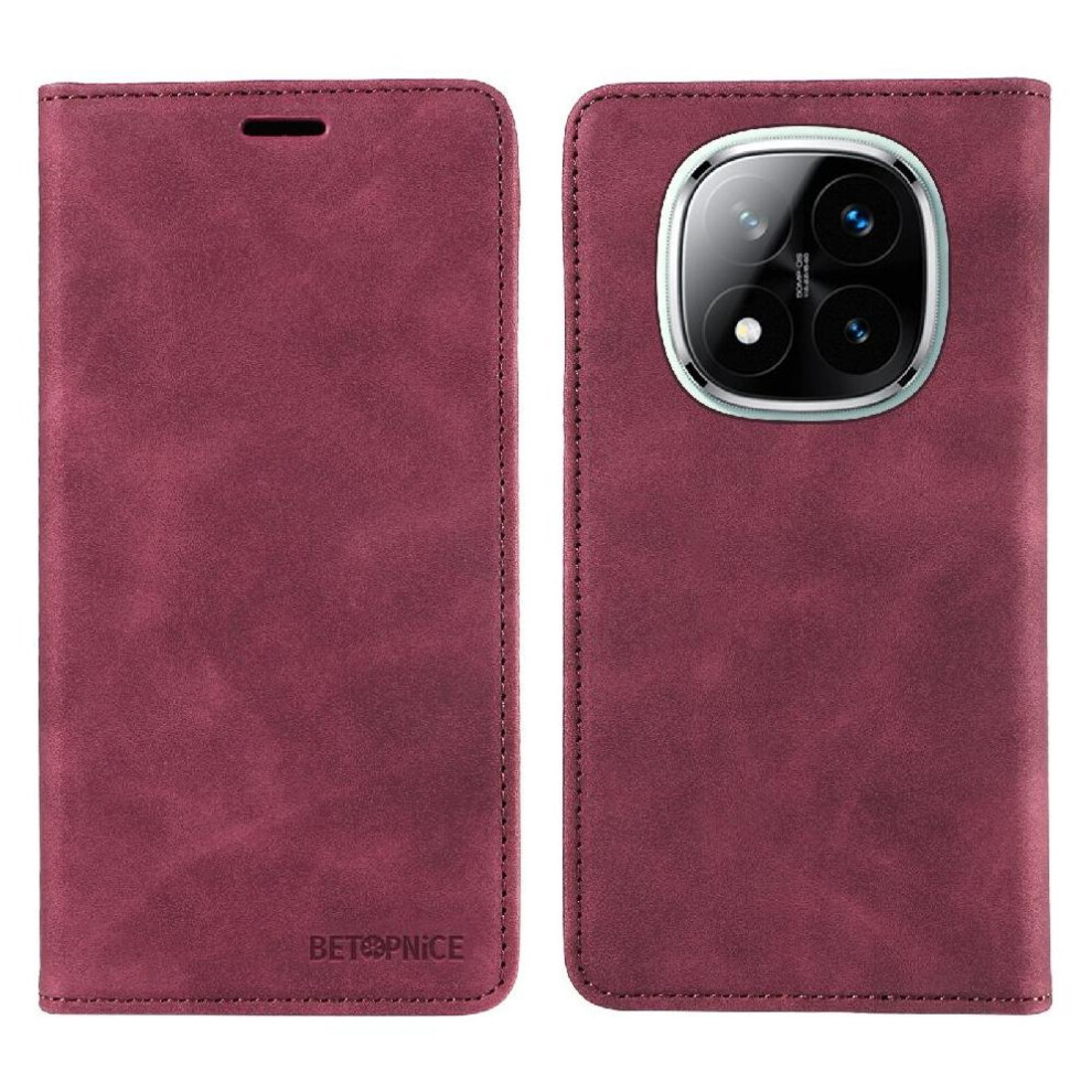 (Red) Case For Xiaomi Mi Note 14 Pro Plus 5G Protective Pu Leather Folio Wallet Magnetic Red 764563605439
