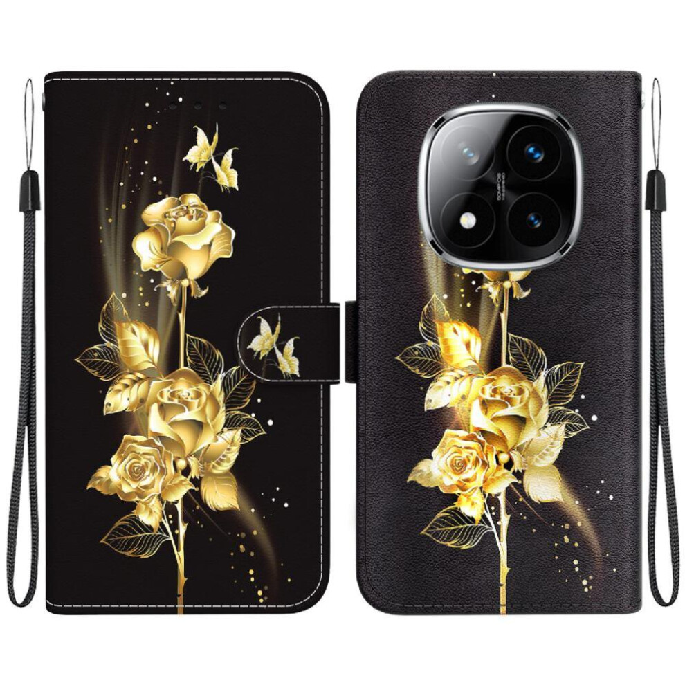 (Ohter) Flip Case For Xiaomi Redmi Note 14 Pro 5G Pu Leather Wallet Butterfly Flower Painted Magnetic Closure Card Slots 764563606320