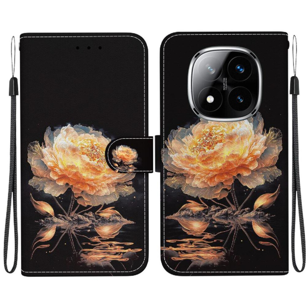 (C2) Flip Case For Xiaomi Redmi Note 14 Pro 5G Pu Leather Wallet Butterfly Flower Painted Magnetic Closure Card Slots 764563606306