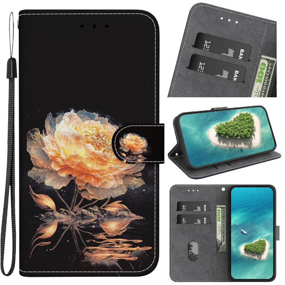 (C2) Flip Case For Xiaomi Redmi Note 14 Pro Plus 5G Magnetic Closure Wallet Pu Leather Card Slots Butterfly Flower Painted 764563606191