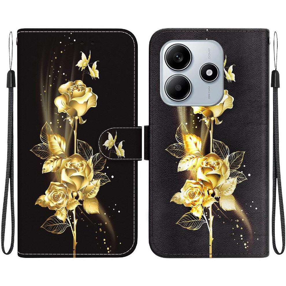 (Ohter) Flip Case For Xiaomi Redmi Note 14 5G Butterfly Flower Painted Card Slots Wallet Pu Leather Magnetic Closure 764563606436