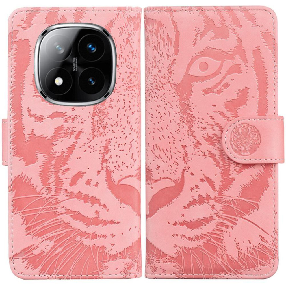 (Pink) Flip Case for Xiaomi Redmi Note 14 Pro 5g Kickstand Protective Leather Wallet Embossed Cute Tiger-image-OPC-PHMFHWX-NEW