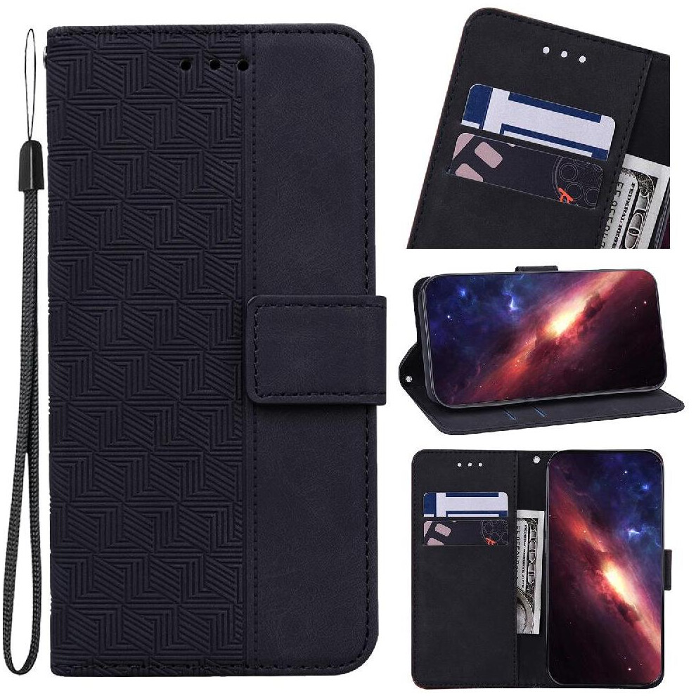 Photos - Case Flip for Xiaomi Redmi Note 14 Pro Plus 5g Geometric Embossed Premium Pu Leather Kickstand Feature Wallet Cover(Black)