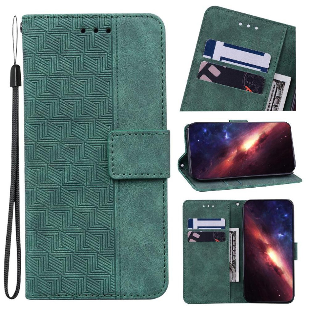 Photos - Case  Flip  for Xiaomi Redmi Note 14 Pro Plus 5g Geometric Embossed Premium Pu Leather Kickstand Feature Wallet Cover(Green)