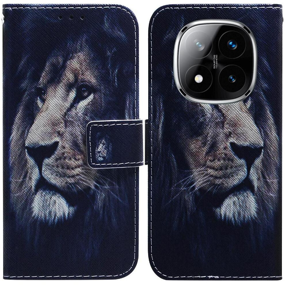 (C6) Flip Case For Xiaomi Redmi Note 14 Pro 5G Magnetic Closure Wallet Pu Leather Card Slots Painted 764563607709