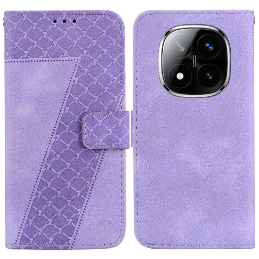 (Purple) Phone Case For Xiaomi Redmi Note 14 Pro 5G Wallet Pu Leather Card Slot Function Flip Folio Cover Embossed Pattern Purple 764563608089
