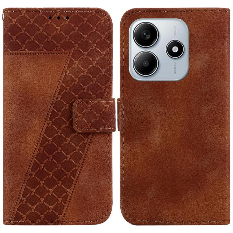 (Brown) Phone Case For Xiaomi Redmi Note 14 5G Pu Leather Card Slot Function Wallet Embossed Pattern Flip Folio Cover Brown 764563608157