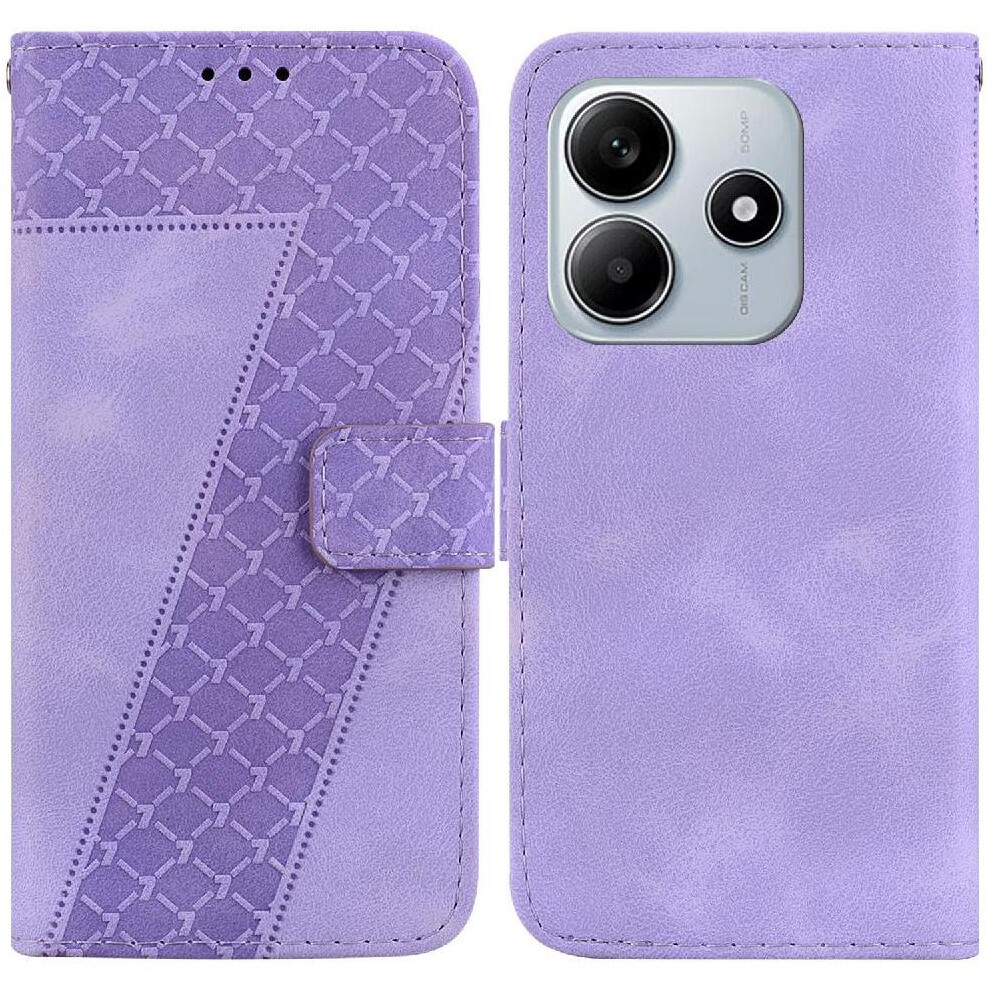 (Purple) Phone Case For Xiaomi Redmi Note 14 5G Pu Leather Card Slot Function Wallet Embossed Pattern Flip Folio Cover Purple 764563608140