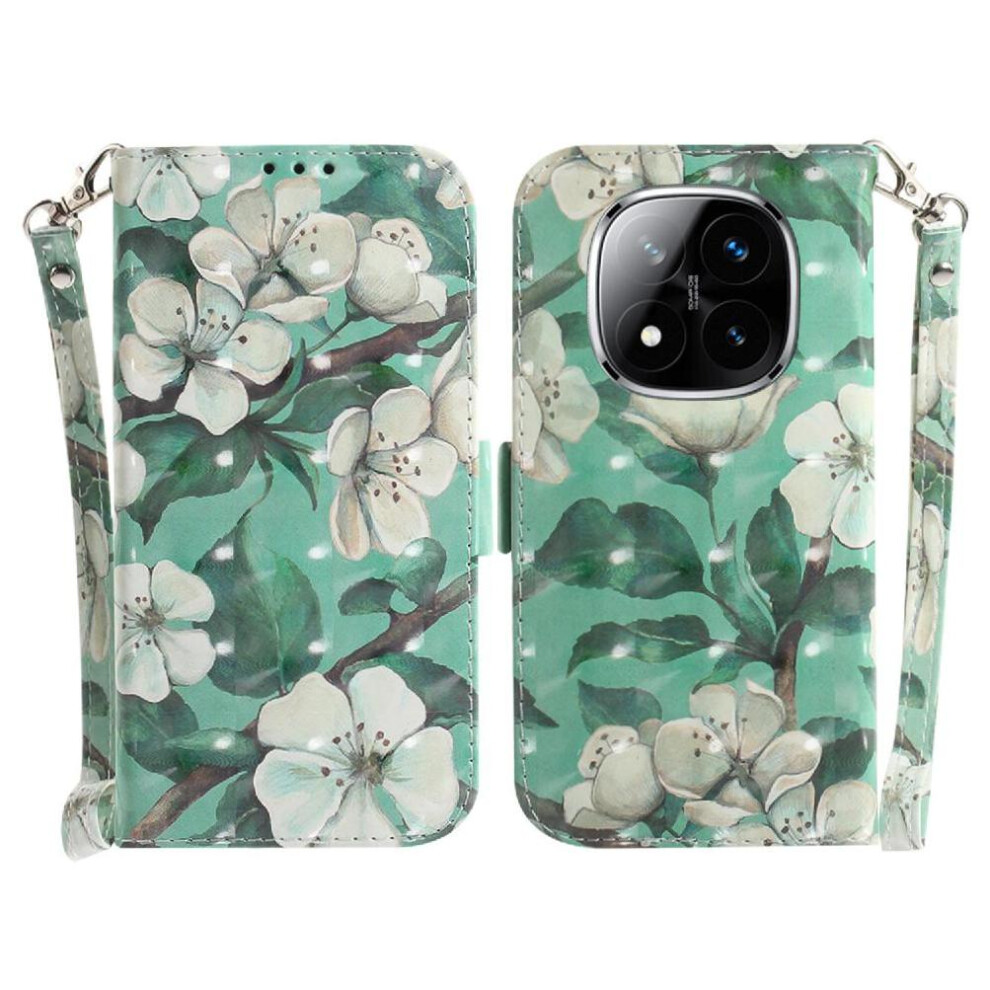 (C11 ) 3D Painted Protective Case For Xiaomi Redmi Note 14 Pro 5G Wallet Pu Leather Card Slots Magnetic Closure Lanyard 764563608416