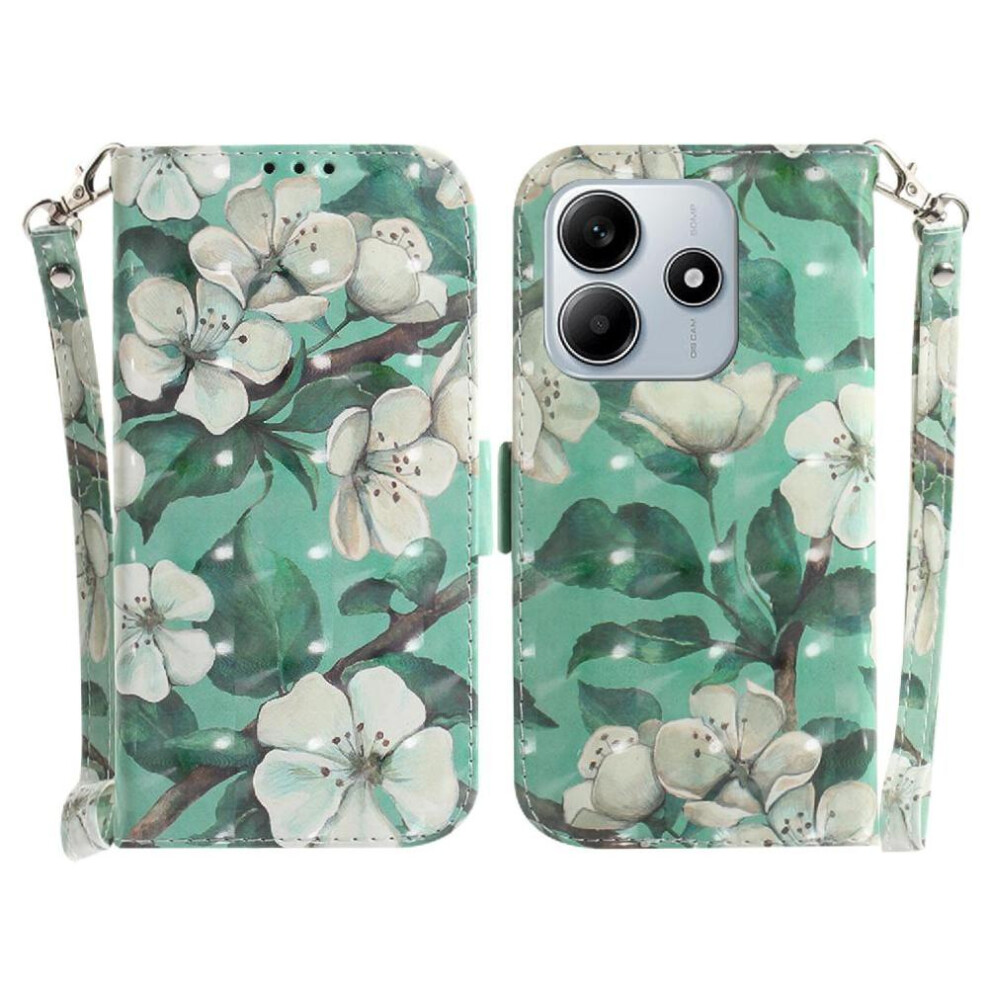 (C11 ) 3D Painted Protective Case For Xiaomi Redmi Note 14 5G Wallet Card Slots Pu Leather Magnetic Closure Lanyard 764563608539