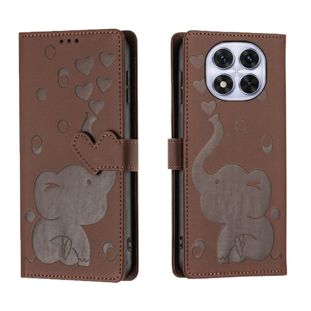 (Brown) Flip Case For Xiaomi Redmi Note 14 Pro 5G Three Card Slots Kickstand Premium Leather Brown 764563608577