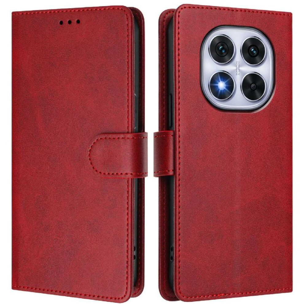 Photos - Case  Classic Style Flip  for Xiaomi Redmi Note 14 Pro Plus 5g Wallet  Rfid Blocking Magnetic Closure Shockproof Car(Red)