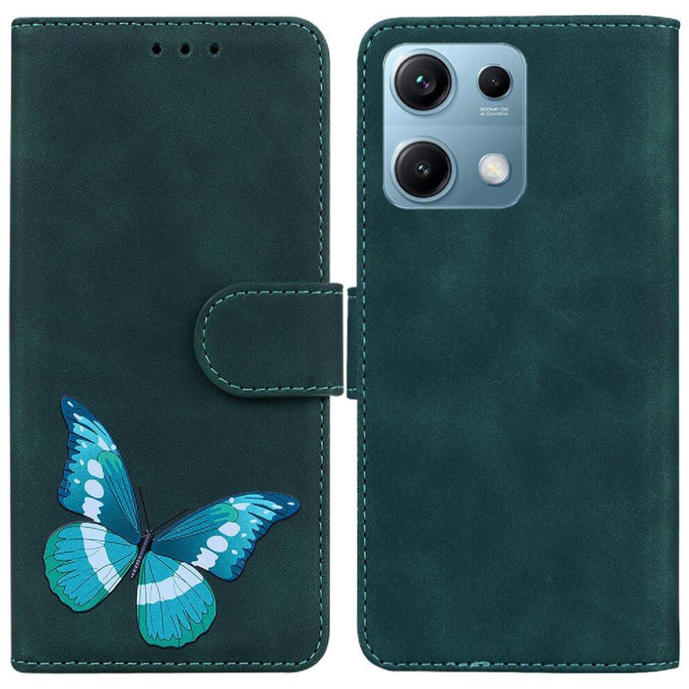 (Green) Case For Xiaomi Redmi Note 14S 4G Wallet Butterfly Color Printed Card Slots Flip Folio Cover Green 764563609499