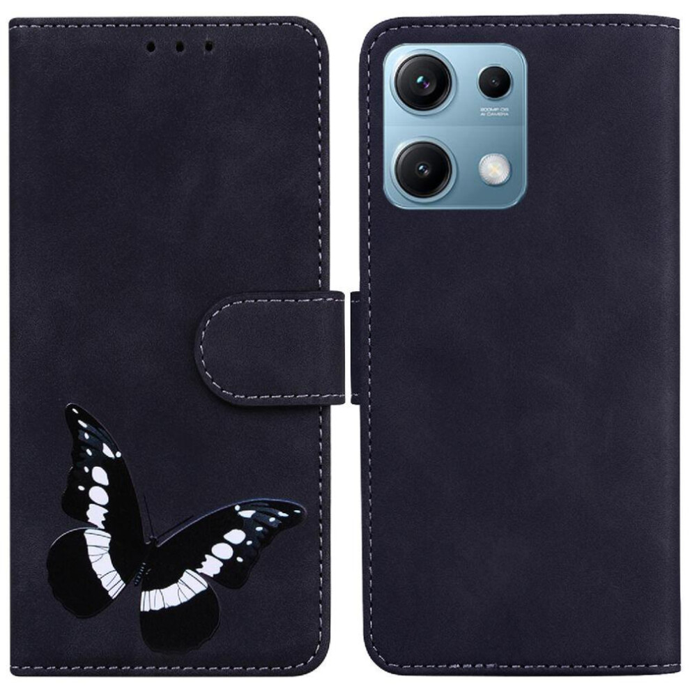(Black) Case For Xiaomi Redmi Note 14S 4G Wallet Butterfly Color Printed Card Slots Flip Folio Cover Black 764563609529