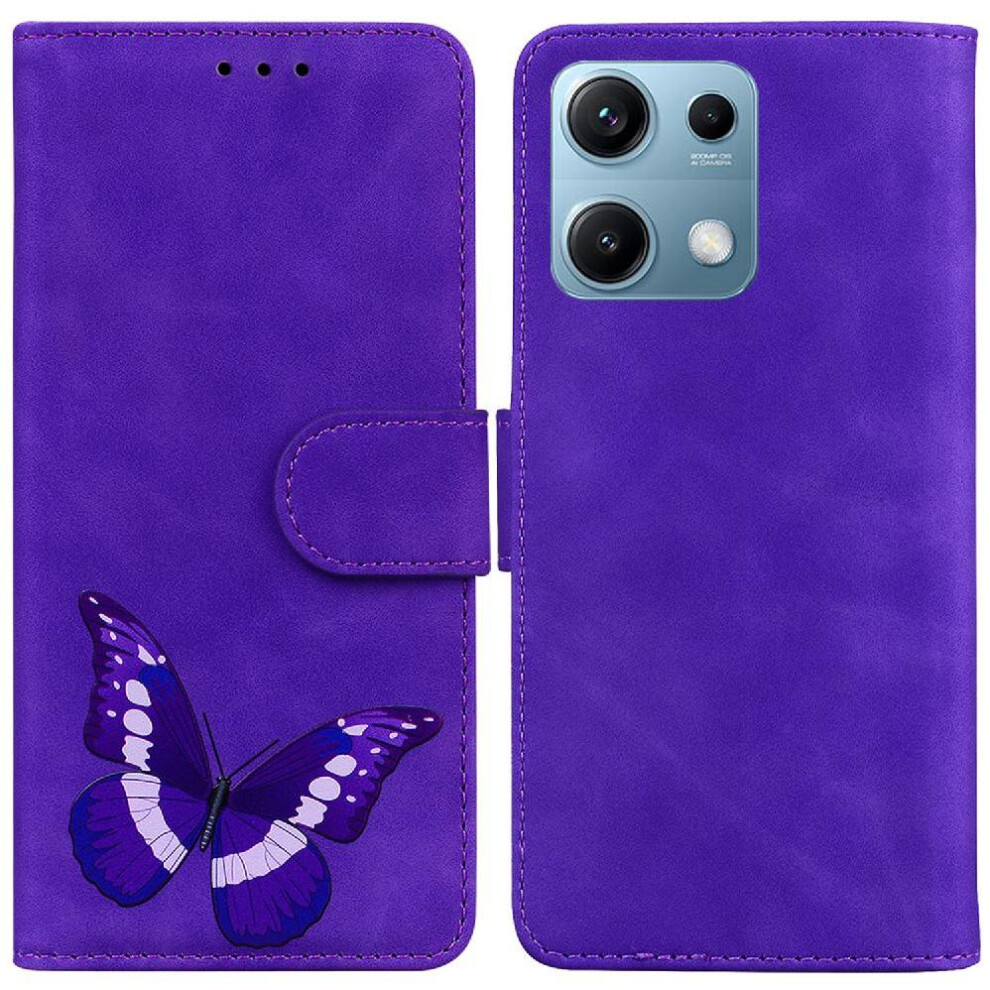 (Purple) Case For Xiaomi Redmi Note 14S 4G Wallet Butterfly Color Printed Card Slots Flip Folio Cover Purple 764563609475