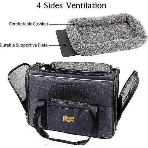 (As show, One size) Foldable Cat Carrier Bag with Plush Mattress 2