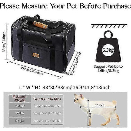 (As show, One size) Foldable Cat Carrier Bag with Plush Mattress 1