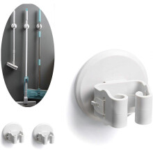 (As show, One size) Multi-Function Wall Mounted Mop Holder, Self Adhesive Mop Broom Holder, for Hanging Tools, 3 Pieces (White)