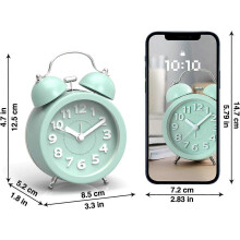 (As show, One size) Analog Alarm Clock, Small Alarm Clock, Retro Design for Kids, Battary Operation, 3 inch, Mint GreenVisit the PILIFE Store