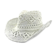 (As show, One size) Nirvana Women/man Hand Made Pierced Cowboy Hat Cowboy Wide Brim Summer Beach Sun Hat , Adjustable$simplicity New Western Style Pierced Classic Cowboy